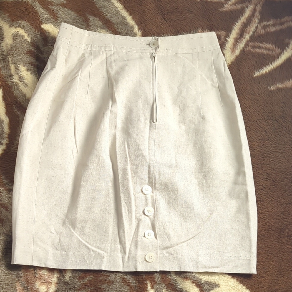 Vintage Light Beige Pencil Skirt With Buttons Made In Germany